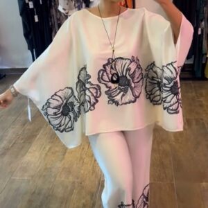 ensemble complet lin cassé (pantalon + blouse)